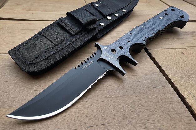 Tactical Bowie Knife met Micarta Handle Scales en MOLLECompatible Sheath