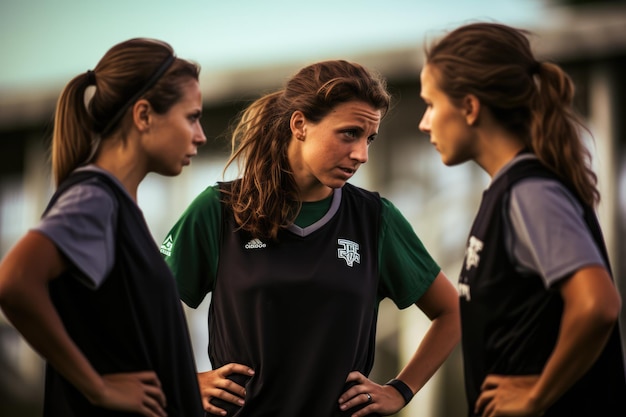 Tactical Discussion Women soccer player discussing tactics field chalkboard Pentax K3 III 31mm