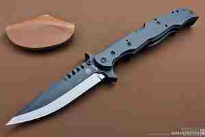 Photo tactical tanto knife with carbon fiber handle and kydex sheath