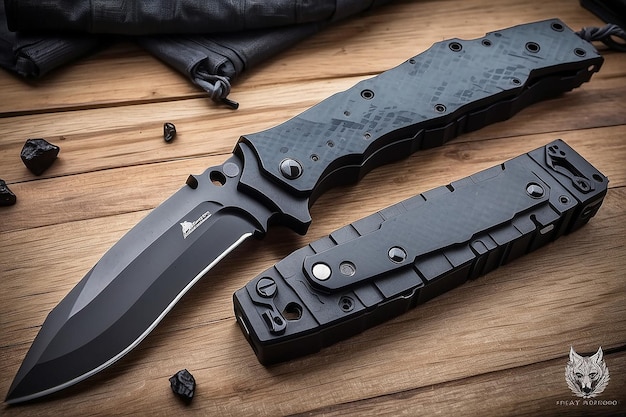 Photo tactical tanto knife with kydex sheath