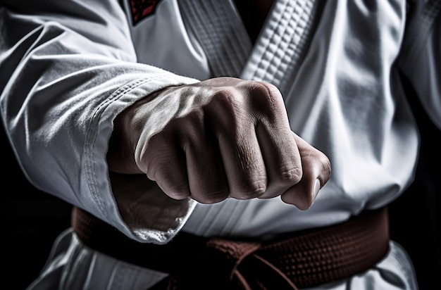 Taekwondo closeup Sport people training Generate Ai