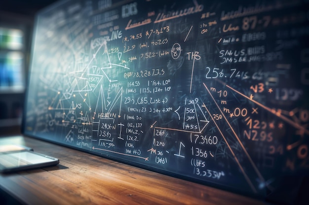 Foto tafel met formules en vergelijkingen