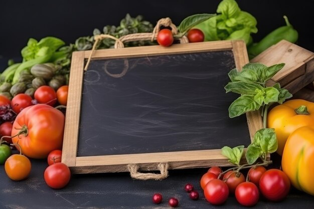 Foto tafel met verse groenten rond itxa