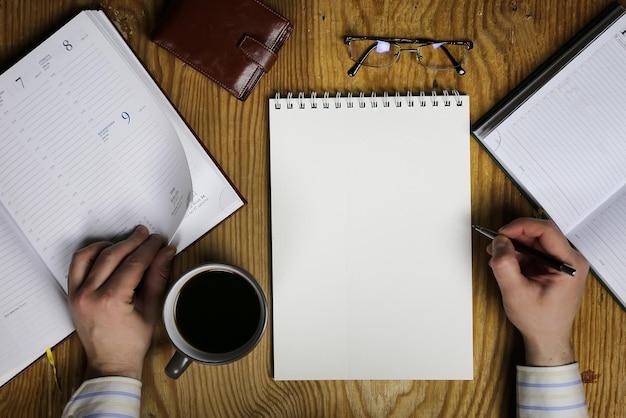 Tafel schrijven hand kantoor weergave