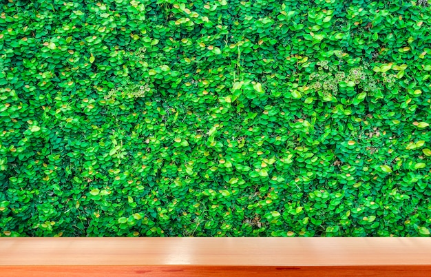 Tafelblad met groene plant aard achtergrond