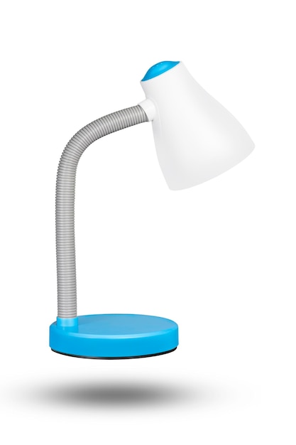 Tafellamp isoleren op witte achtergrond blauwe lamp