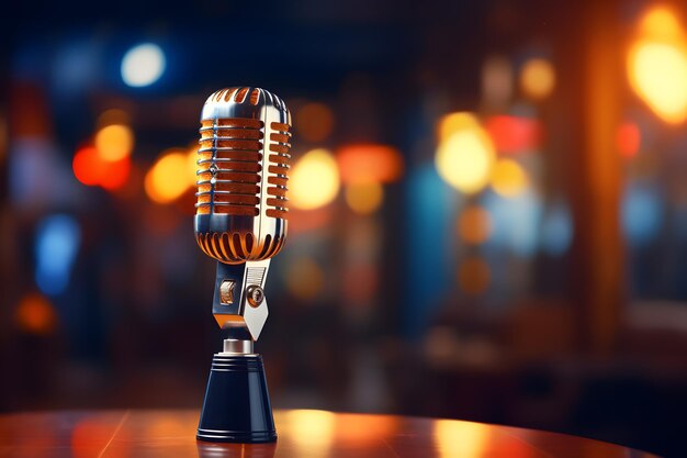 Tafelmicrofoon met Bokeh-achtergrond voor zang en podcasts