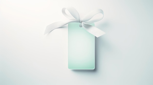 tag with ribbon on white background