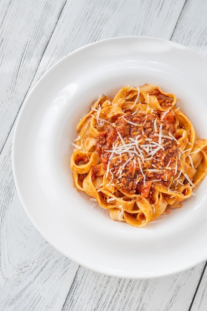 Photo tagliatelle al ragu