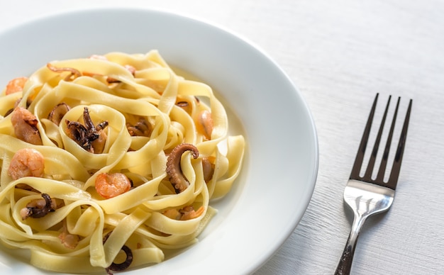 Tagliatelle pasta with seafood