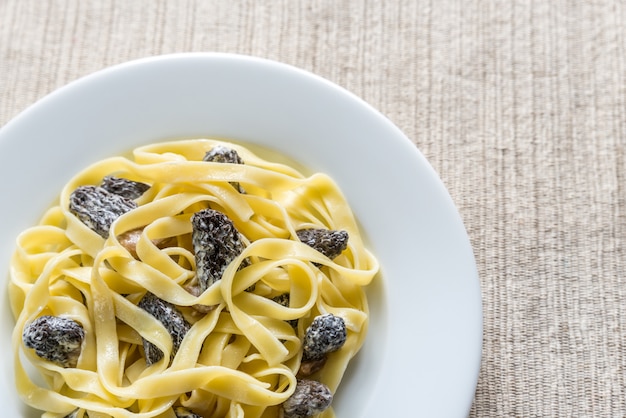 Tagliatelle with morel mushrooms