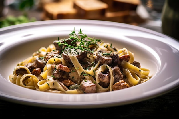 Tagliatelle with sausage and porcini Pasta with sausage and summer cep mushroom