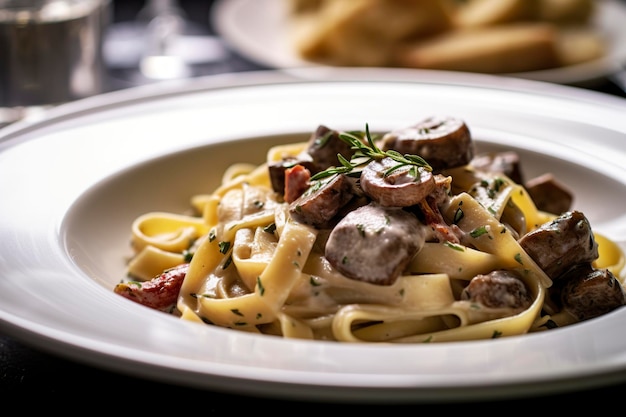 Tagliatelle with sausage and porcini Pasta with sausage and summer cep mushroom