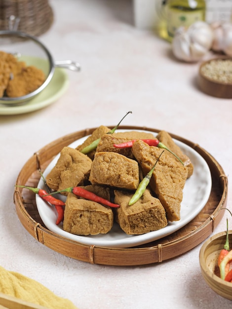 Tahu Goreng or Fried Tofu. Made from soy beans