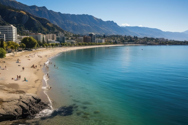 Tahunanui Beach in Nelson NZ Sun Sea and Fun by the Seaside generative IA