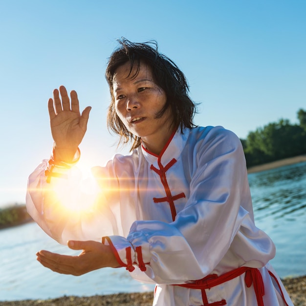 Tai Chi on lake