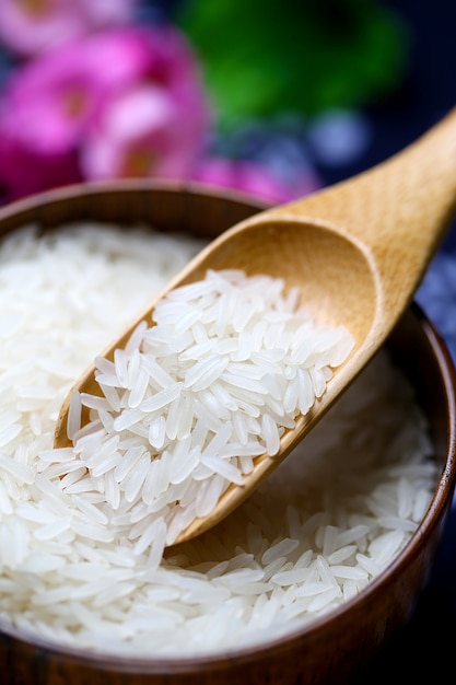 tai rice in a wooden bowl