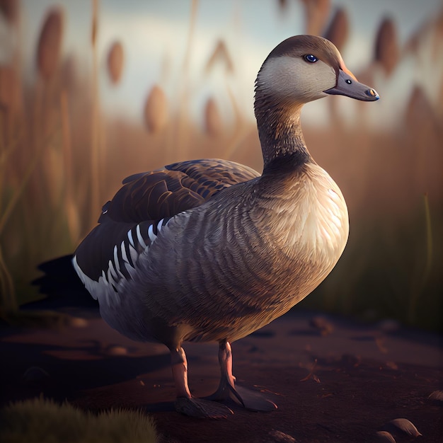 Taiga bean goose (Anser fabalis). Bird similar to the duck or the goose from northern Europe.