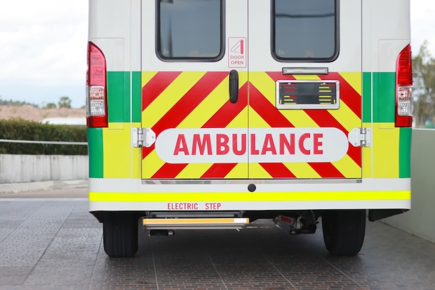 Tail end of ambulance.