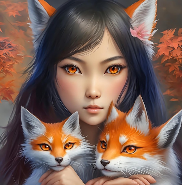 tailed fox young asian girl