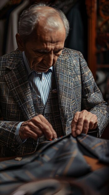 Tailor demonstrating stitching techniques