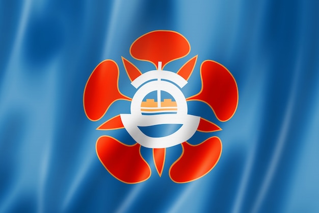 Tainan city flag, China waving banner collection. 3D illustration