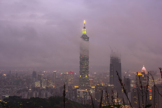 TAIPEI TAIWAN OCT 12 2016 Taipei 101 tower in Taipei with beautiful night on October 12 2016 in Taipei Taiwan The building is the world's second tallest at 509 meters