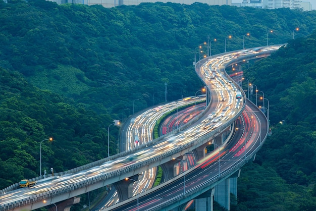 Photo taiwan 21 july 2023 overpass highway though the city in linkou of taiwan