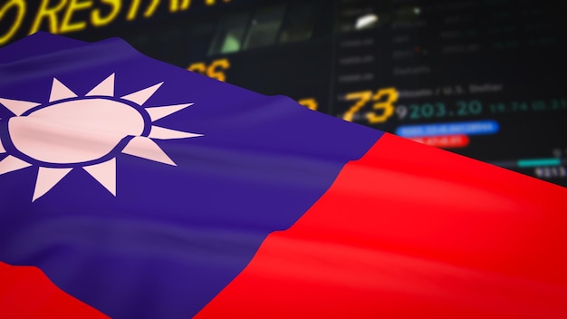 The Taiwan flag on Business Background image 3d rendering