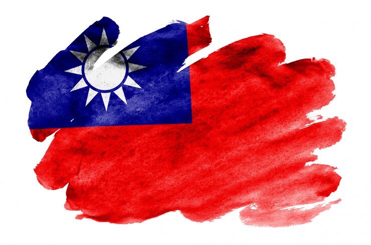 Photo taiwan flag  is depicted in liquid watercolor style isolated on white