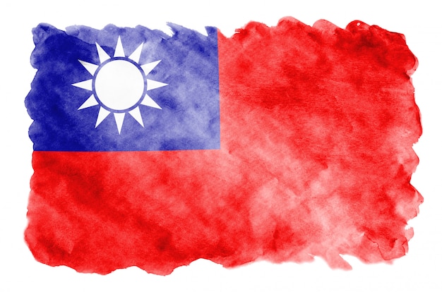 Taiwan flag is depicted in liquid watercolor style isolated on white 