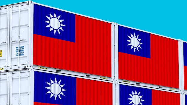 Taiwan logo Geflagerd voor succes Shipping containers met embleem logo