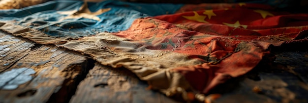 Taiwan National Flag Cloth Fabric Waving Background Image