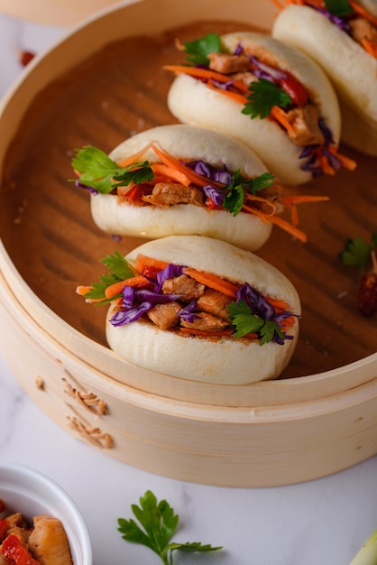 Foto hamburger asiatico gua bao taiwanese