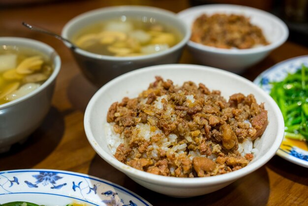 Taiwanese keuken zoete soja saus gehakte varkensvlees rijst
