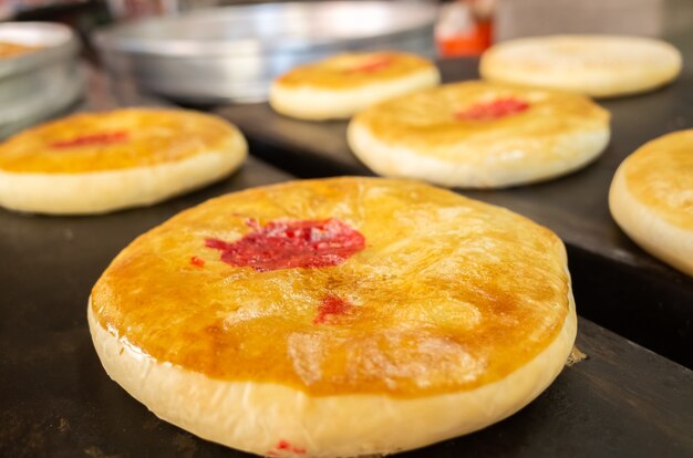 Taiwanese traditional flat cake in the marketplace