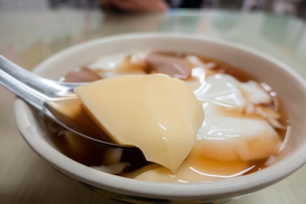 Taiwanese traditional snack of tofu pudding