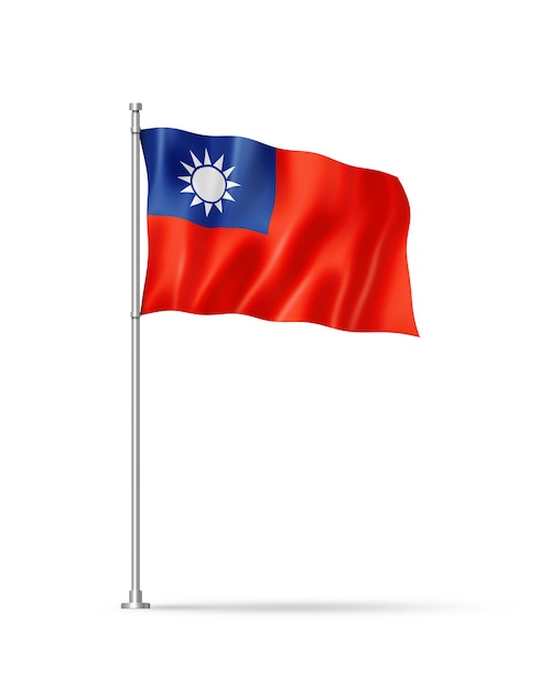 Taiwanese vlag die op wit wordt geïsoleerd