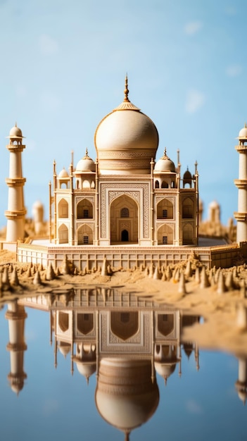 Taj Mahal of Agra India with 3d craft and isolated background