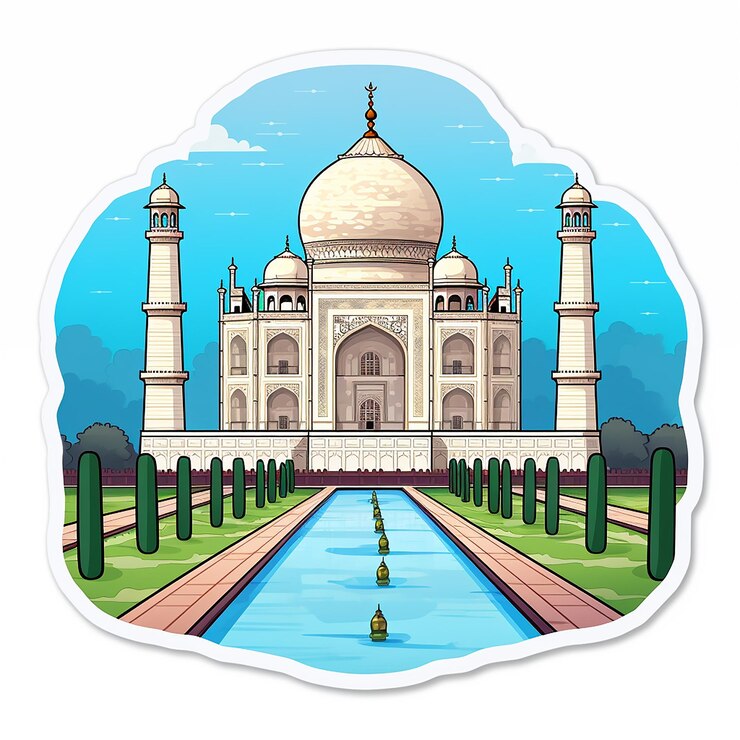 Photo taj mahal cute sticker white background