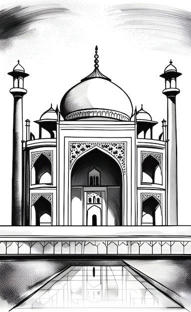 Taj mahal mausoleum illustration