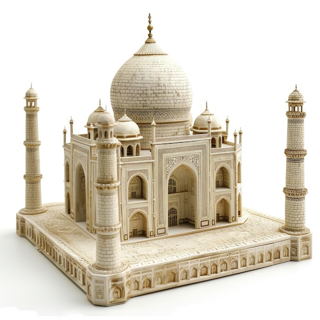 Photo the taj mahal miniature replica isolated on white background