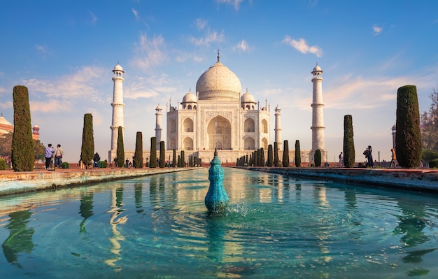 Taj Mahal monument, beautiful day view, India.