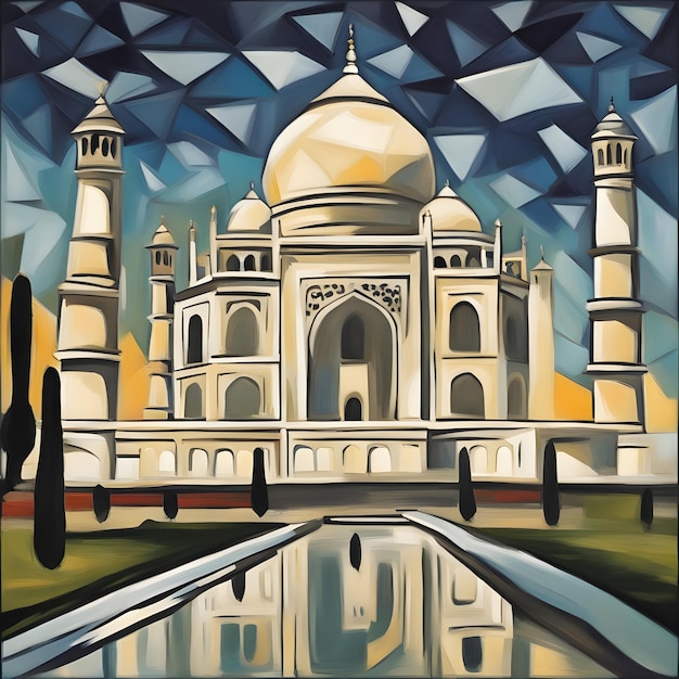 Taj mahal in Pablo Picasso painting style