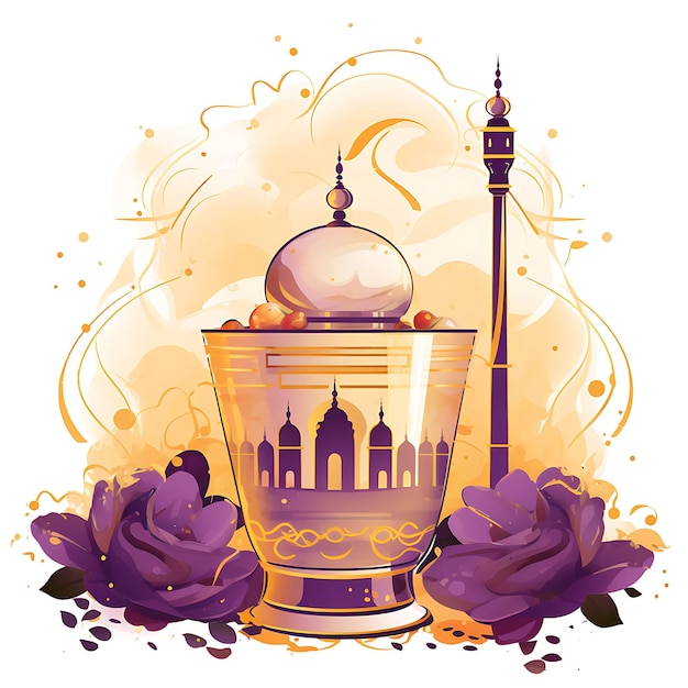 Foto taj mahal silhouette frame con thandai smoothie saffron str stile acquerello della cultura indiana