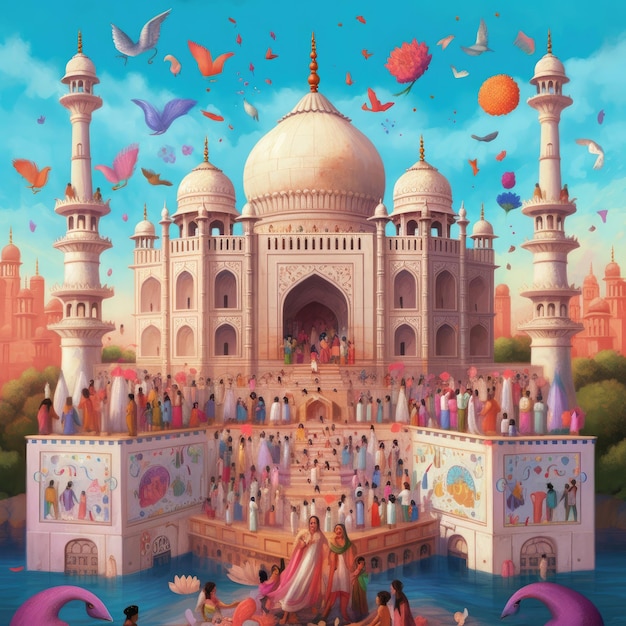 Taj mahal symbol of love in indian style ai generated