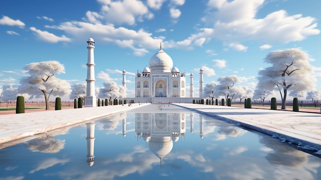 Taj Mahal uitzicht op sneeuwdag winterseizoen