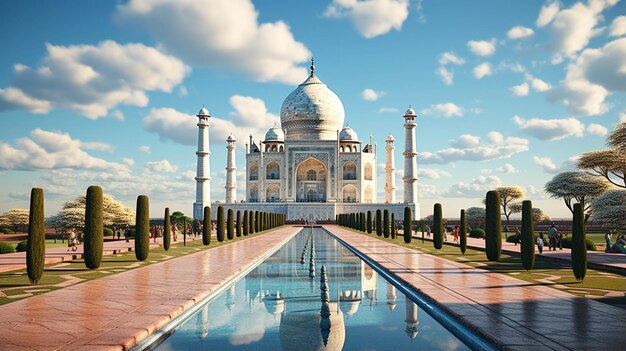 Taj Mahal uitzicht op sneeuwdag winterseizoen