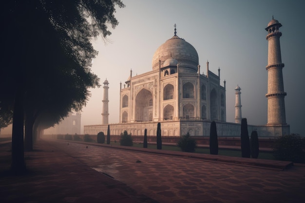 Taj Mahal vierkante zonsondergang Genereer Ai