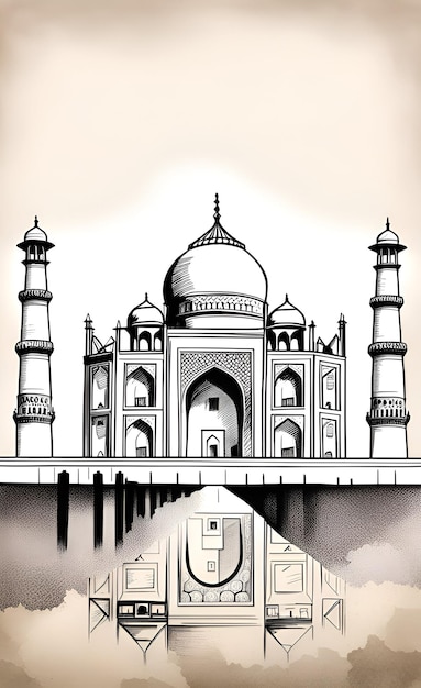 Photo taj mahal watercolor illustration